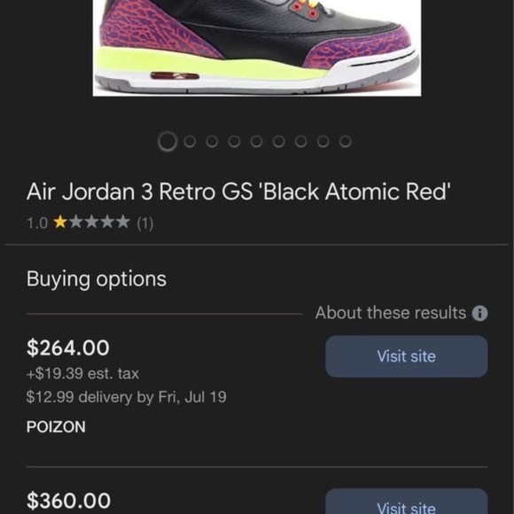 Jordan retro 3s Y6.5 “black atomic red” - Picture 3 of 10